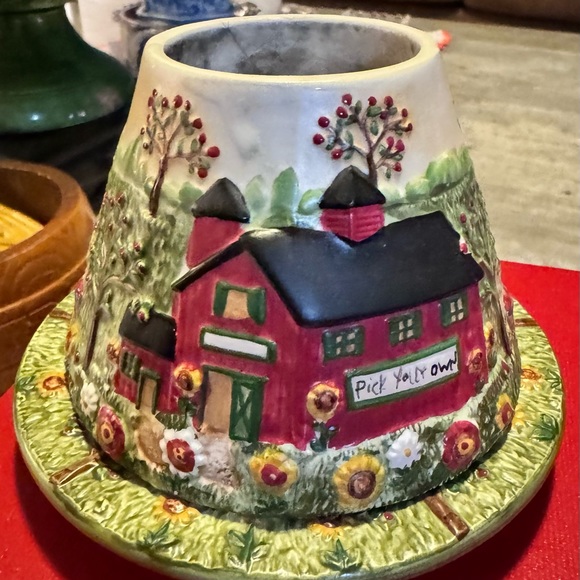 Yankee Candle Stoneware Candle Topper and Plate set Apple Valley Small,farm - Picture 11 of 13